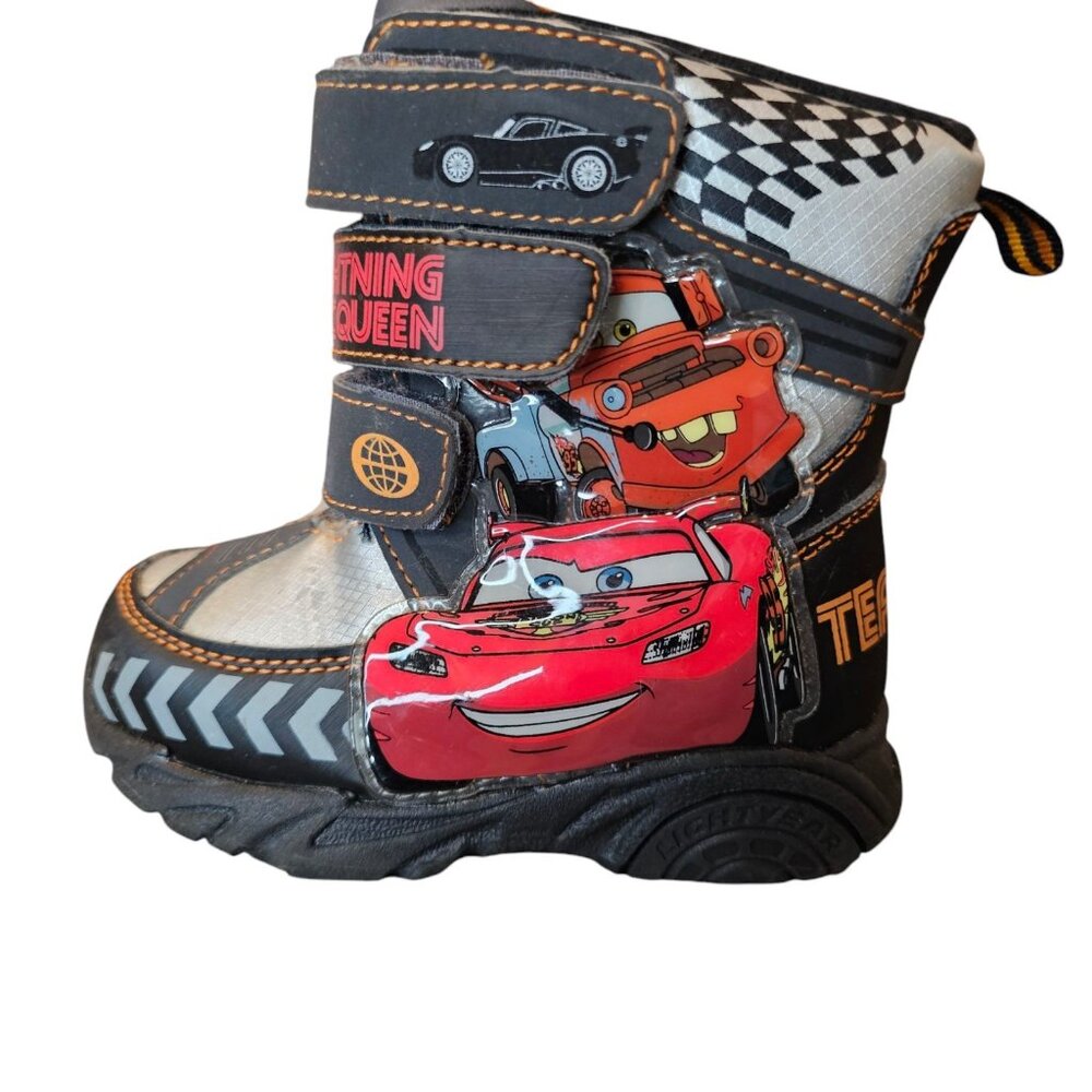 Disney Cars Lightning Mcqueen Mater Winter Snow Boots Boys Toddler Size 6 Black